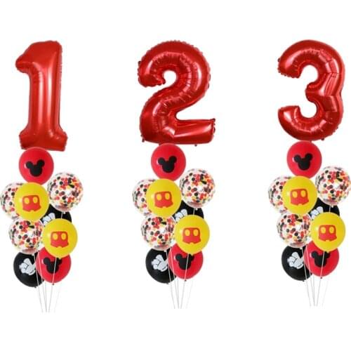 Child 1 2 3 4 5 6 year birthday Party confetti Latex Ballon minnie mickey balloon Gift baby shower Party Toy Decoration supplies