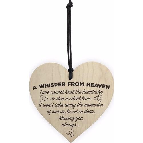 A WHISPER FROM HEAVEN Heart-shaped Wood Crafts Novelty Special Use Christmas Home DIY Decorations Small Pendant Accessories