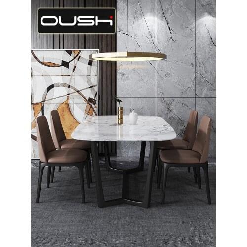 Nordic marble solid wood dining table simple modern small family rectangular dining table 6 family dining table and chair