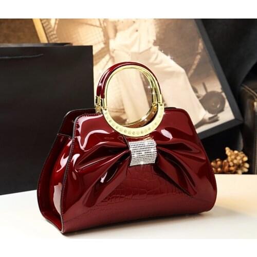 Leather Diamond Crossbody bag Women Handbag Luxury Fashion Crocodile pattern Portable evening Bag female shoulder messenger Bags