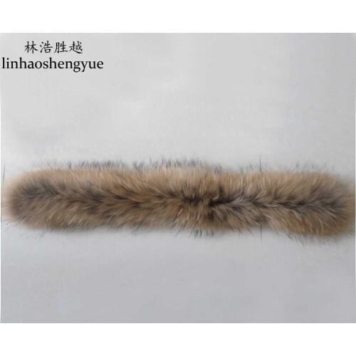 Linhaoshengyue 100% Real fur raccoon fur collar shooting autumn and winter Real raccoon fur scarf fur collar 79CM long