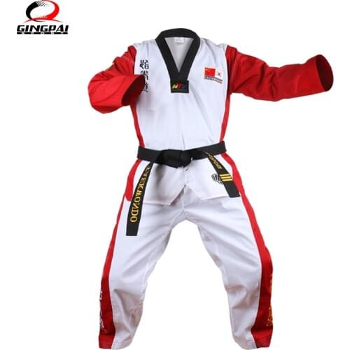 Top Quality Colored Taekwondo Uniform for adult Children Teenagers Poomsae dobok red blue black tae kwon do clothes WTF approved