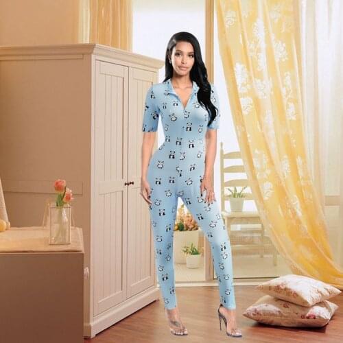 Wantmove Womens New V-neck Zipper Short Sleeve High Waist Sexy Rompers Bodycon Casual Office Lady Jumpsits AM855