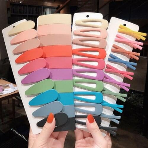 10Pcs/pack Simple Solid Color Geometric Hairpins Hair Accessories Women Barrette Hairgrips Girls Candy Color Hair Clip Headdress