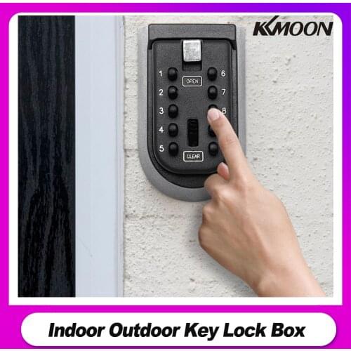 Indoor Outdoor Key Lock Box Wall Mounted Aluminum alloy Key Safe Box Weatherproof Cover 10Digit Combination Key Storage Lock Box