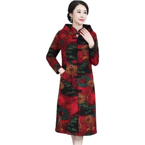 New Spring Autumn Womens Two Piece Sets Vintage Embroidery Cheongsam Suits Long Sleeve Plus Size Lady Trendy Dress Suits Qipao