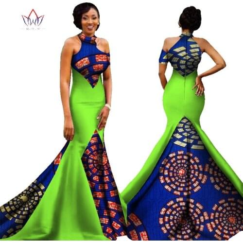 Stock Size Low Price Mermaid African Dresses Sleeveless Floor Length Women Formal Occasion Dress WY1314