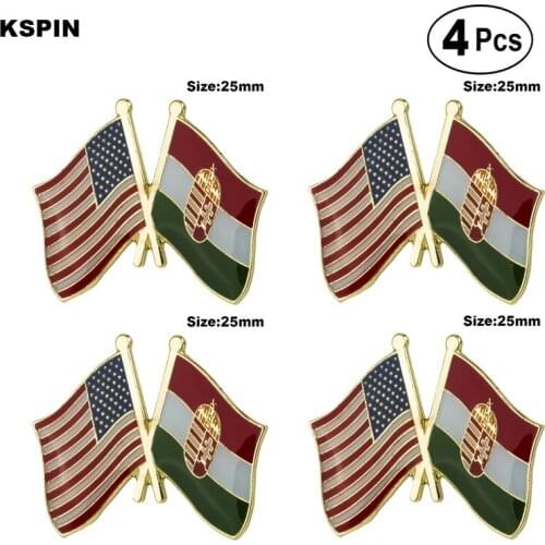 U.S.A & Hungary Friendship Flag Pin Lapel Pin Badge Brooch Icons 4pcs
