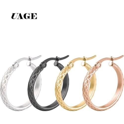 UAGE 1 Pair Small Hoop Earrings Silver Color Stainless Steel Circle Hoop Earring for Women Men Ear Rings Clip Huggie Earrings