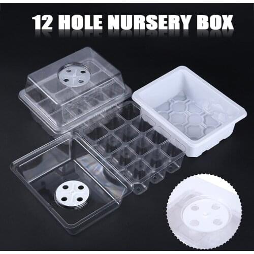 1Pcs 12-Grid Seedling Tray Garden Germination Vented Domes Box Propagator Plant Seeding Tray Kit For Seed Growth Garden Tools