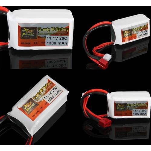 1pcs ZOP Power 11.1V 1300MAH 20C T Plug For RC Drone Models Helicopters Airplanes Cars Boat Batteria