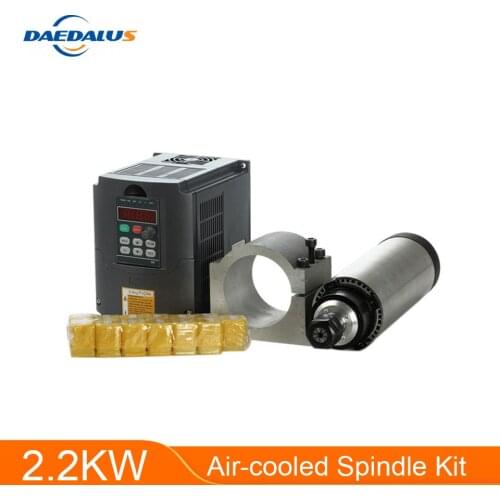 2.2KW Air Cooled Spindle Kit CNC 2.2KW Machine Tool Spindle Motor + 220V Inveter + 80mm Clamp + 13pcs ER20 Collet