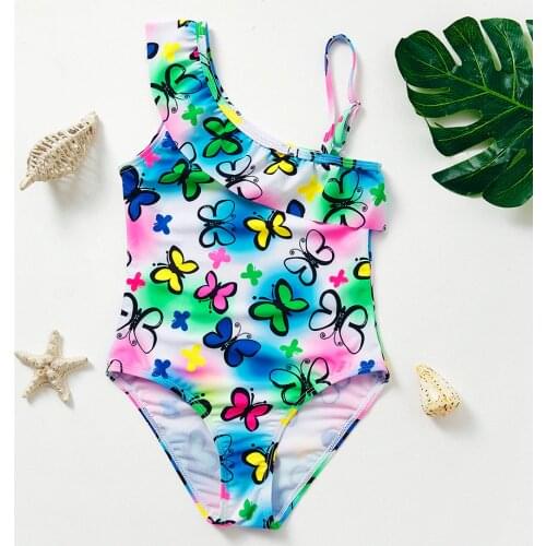 2021 New Baby Girls Swimwear 3~12Y Children Swimwear one piece swimsuit Girls Bodysuit Bathing suit Kids Swim costume
