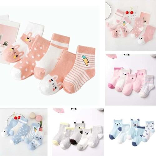 5 Pcs / Pairs Baby Boys Girls Socks Combed Cotton Cartoon Newborn Infant Toddler Kids Soft