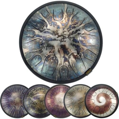 BATESMUSIC Steel Tongue Drum 14 inch 14 Notes Percussion Instrument with Bag, Music Book Mallets notes sticker Finger Picks