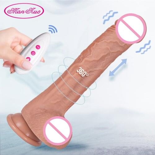 Wireless Remote Telescopic Rotating Dildo Vibrator Soft Liquid Silicone Penis Dick Clitoris Stimulation Adult Sex Toys for Woman