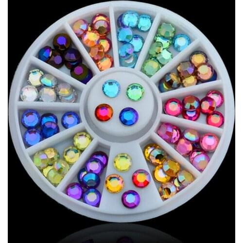 1 Box Shining Circle Glitter Rhinestones Crystal Ab Non Hot Fix Flatback Strass Sewing Fabric Garment Rhinestone Nail Art Stone