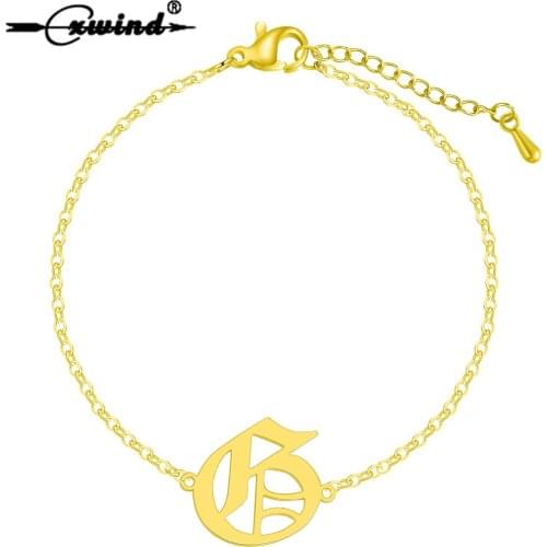 Cxwind Stainless Steel Bracelet Bijoux Femme Letter O Charm Statement Bracelets for Women Fashion Jewelry Graduation Pulseira