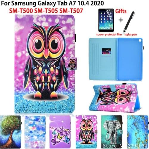 Case For Samsung Galaxy Tab A7 10.4 2020 Cover T500 SM-T500 SM-T505 SM-T507 Funda Tablet Cartoon Painted Flip Shell Capa +Gift