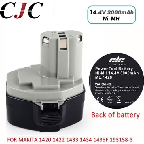 Eleoption 2x 14.4 V 3000MAH 3.0AH BATTERY FOR MAKITA 1420 1422 1433 1434 1435F 193158-3 14.4V Power Tool 3.0AH Ni-MH