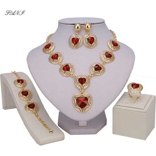 Fani 2018 Exquisite Dubai Gold Colorful Luxury Jewelry Set Nigerian Wedding African Beads Jewelry Set Women Costumer Design