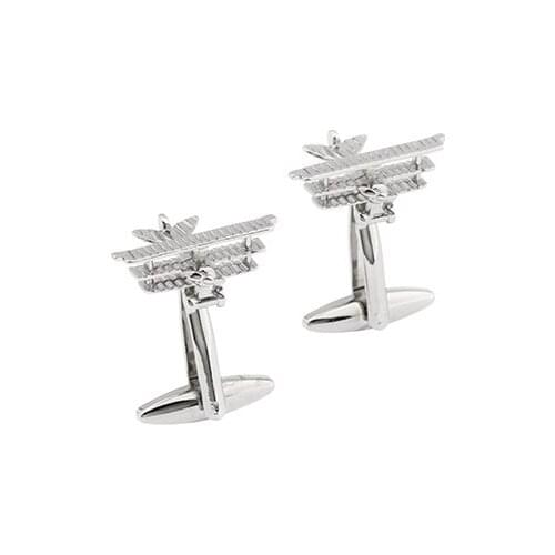 Gemelolandia-plane shirt cufflinks triplane silver color-original cufflinks for shirts-Mens Accessories