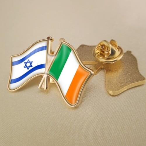 Israel and Ireland Crossed Double Friendship Flags Lapel Pins Brooch Badges