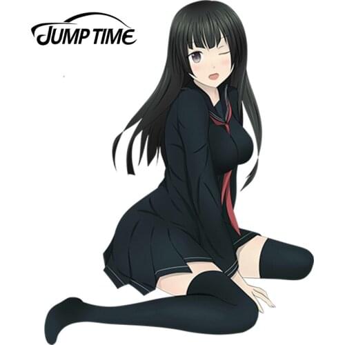 JumpTime 13cm x 10.1cm Sexy School Girl Tendou Kisara Car Stickers Anime Vinyl Car Decal Window Wiper Tailgate Styling