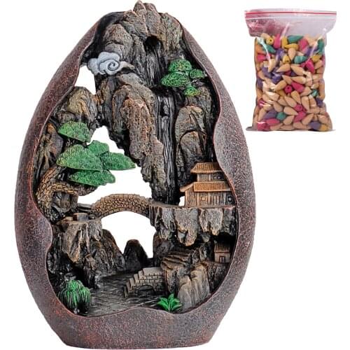 Waterfall Incense Burner Ceramic Incense Holder Home Decor Best Christmas Gift With 50 Incense Cones Room Decoration