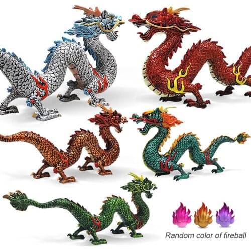 Chinese Dragon Figure PVC Desktop Ornament Solid Statue Gift for Kids Adult Vivid Color