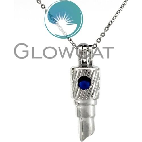 KK777 Women Lipstick Beads Cage Essential Oil Diffuser Aromatherapy Pearl Cage Locket Necklace Girl Party Gift Jewelry