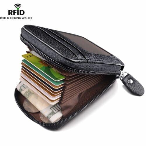 US STOCK HOT SALE Mens Wallet Genuine Leather Credit Card Holder RFID Blocking Zipper Pocket New