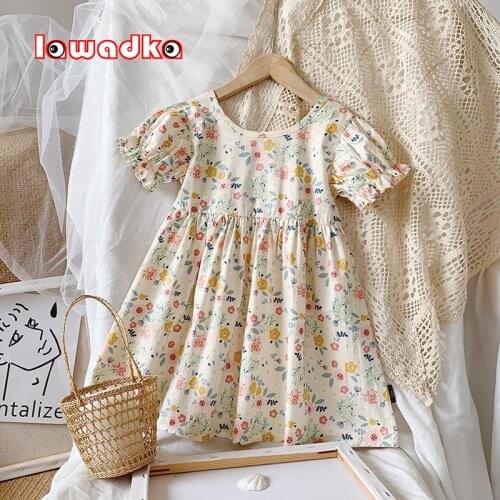 Lawadka Kids Girls Flowers Print Dresses Fashion Baby Girl Summer Ruffles Costumes Children Sweet Sleeveless Clothes Fancy Suit