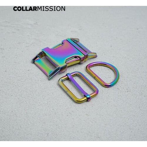 Metal Buckle+ Adjust Buckle+ D Ring ) Metal Plated Rainbow Buckle For Backpack Webbing Dog Collar Bag DIY 30mm Accessory