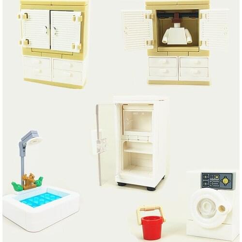 Compatible Friends Blocks Furniture Bricks Set Building Toys Wardrobe Bathtub Refrigerator Bed City Room MOC Blocks Toys Bloques