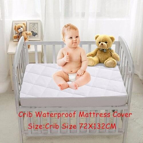 Crib Waterproof White Bed Sheets Breathable Mattress Pad Anti Mite Dust Mattress Cover For Baby Toddler 28*52*6inch/72*132*15cm