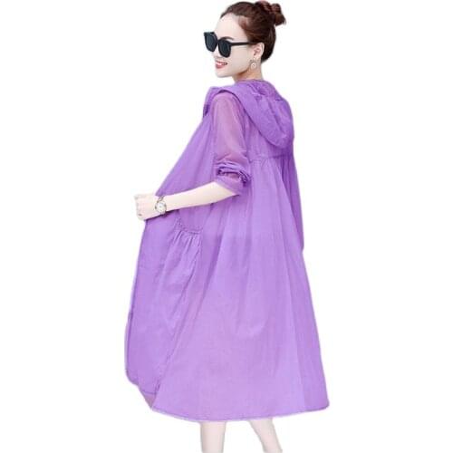 New Womens Sun Protection Clothing Ladies Mid Long Zipper Hooded Motorcycle Suit Sun Protection Clothing Thin Female Coat