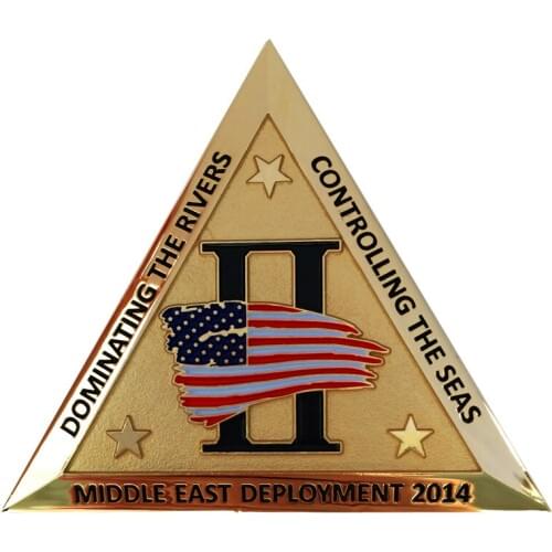 New design triangle shape metal coin hot sale engraving gold coins