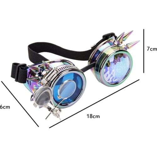 SAYFUT Steampunk Goggles Cosplay Different Color Lens Punk Goggles Rainbow EDM Glasses Unisex Rivet Vintage Gothic Eyewear 2019