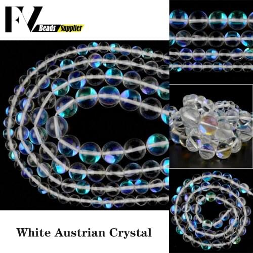 Wholesale Natural White Austrian Crystal Flash Stone Round Loose Spacer Beads For Jewelry Making Bracelet Earring DIY 6/8/10mm