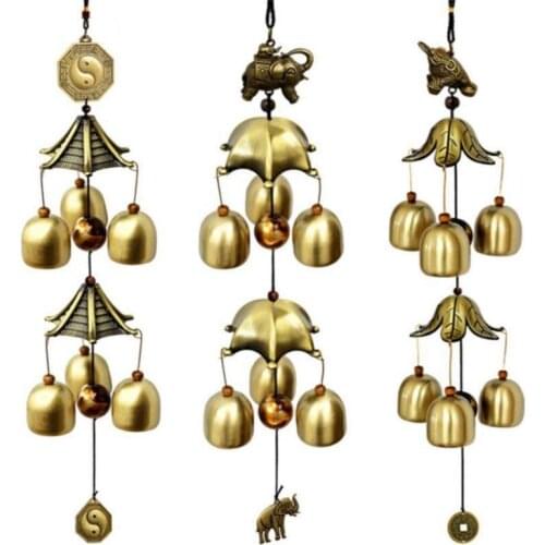 Lucky Wind Chime Metal Copper Windbell Vintage Dragon Fish Home Garden Patio Hanging Pendants Decoration 50pcs/lot