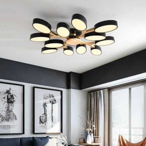 Tree Shaped Gray 110V 220V LED Ceiling Lights For Living Room Modern White Metal Bedroom Lamp Black Surface Mounted Light