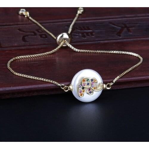 Rainbow Mix Cz Micro Paved Tiny Animal Series Charm Pearl Connector Charm Gold Dainty Link Bracelet For Woman Jewelry Gift