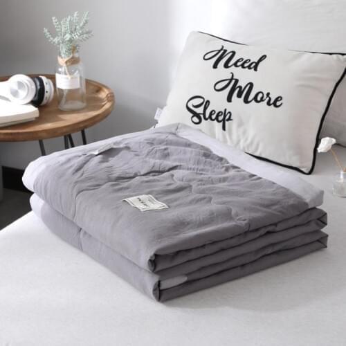 Nordic Pure Color Washed Cotton Summer Air Condition Quilt Dust-proof Soft Bedspread Summer Cool Quilts for Adult Student Decor