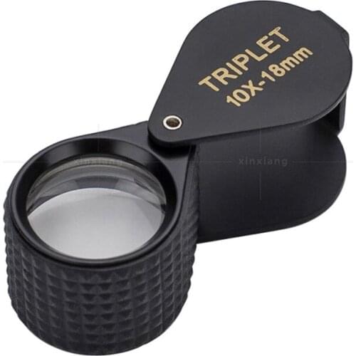 10Times 18mm Foldable Jadeite Filter Super Triplet Lens Magnifier Jewelry Gem Identifying Type Inspecting Magnifying Glass Loupe