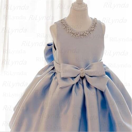 Princess Girl Party Dresses Beads Tulle Big Bow Wedding Dress for Christmas Kids Birthday clothes 12M-12Y