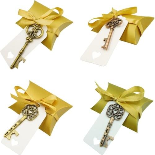 Vintage Key Bottle Opener Paper Tags Candy Bag Wedding Souvenirs Favors Festive Party Supply for party and wedding