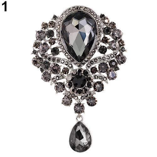 Women Brooch Wedding Bridal Bouquet Clear charming Crystal Rhinestone Teardrop Dangle Brooch Pin Hot New