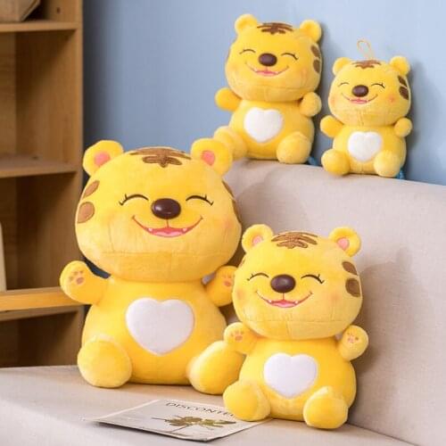 20-40CM Kawaii Smile Tiger Plush Toy Stuffed Zodiac Dolls Soft Animal Yellow Tiger Toys for Children Kids Funny Birthday Gift