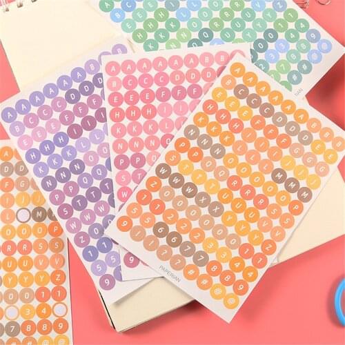 4 Sheets Colorful Numbers Letter Alphabet Sticker Cute Stickers DIY Planner Notebook Decorations Stationery School Supplies